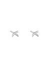 Boucles d'oreilles femme croisillons Or Blanc 375 et zirconium