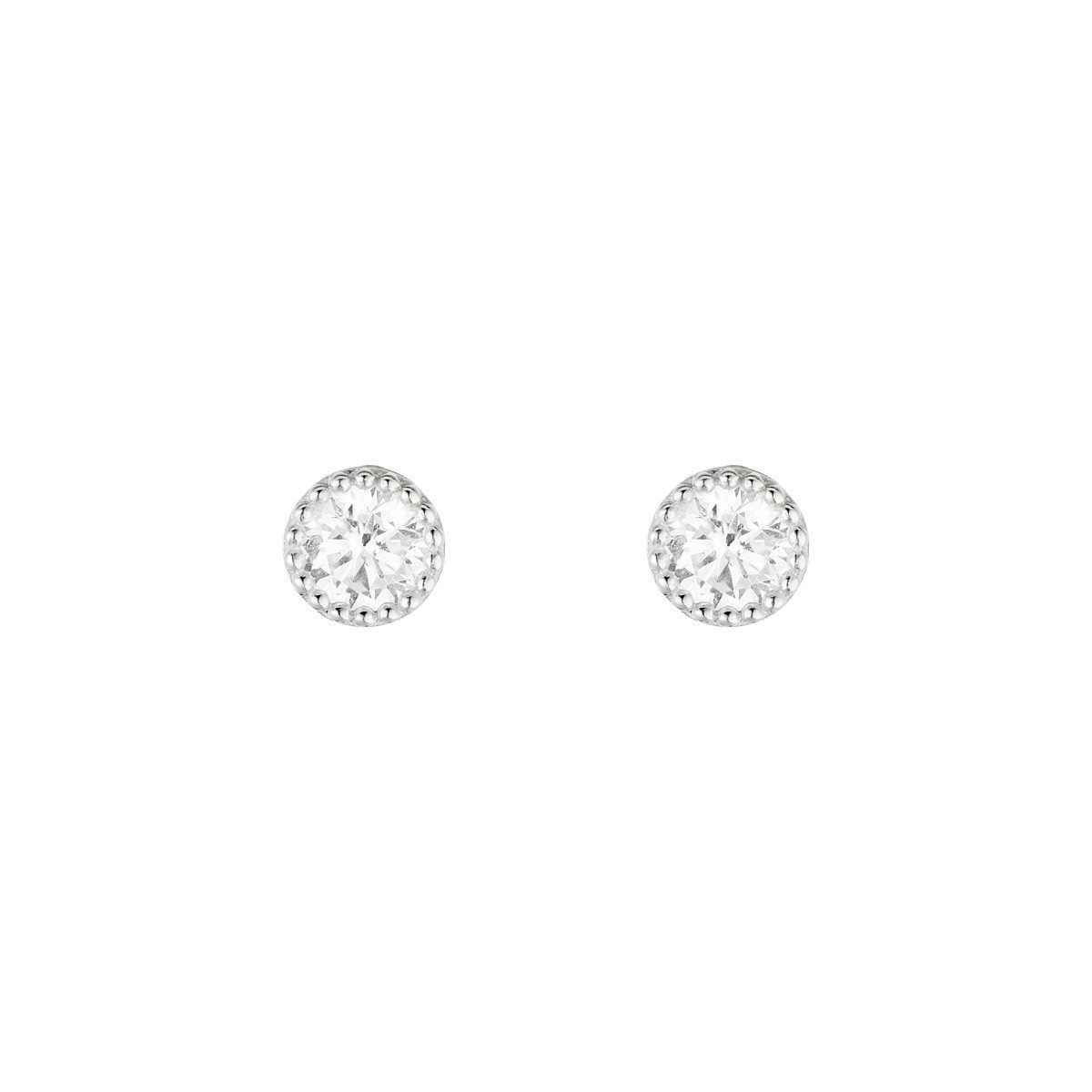 Boucles d'oreilles or blanc et oxydes de zirconium "Grands Ronds"