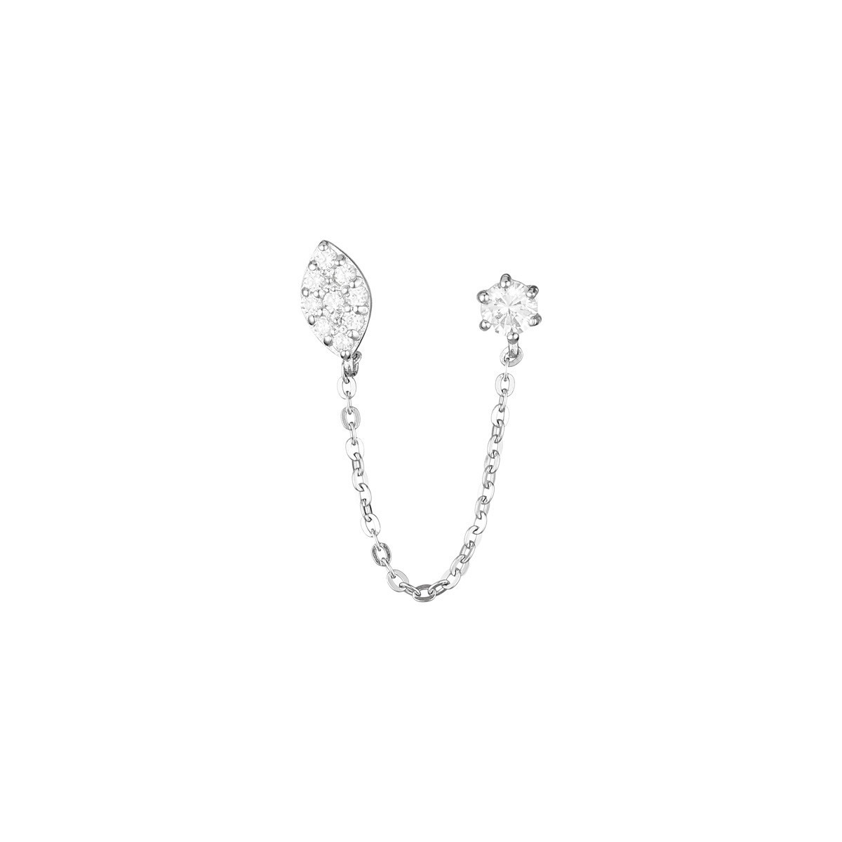 Boucles d'oreilles femme princière Or Blanc 375 et zirconium Boucles d'oreilles "Inconditionnel" Or blanc