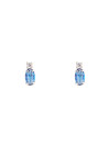 Boucles d'oreilles femme puce Or Blanc 375 et Saphir bleu