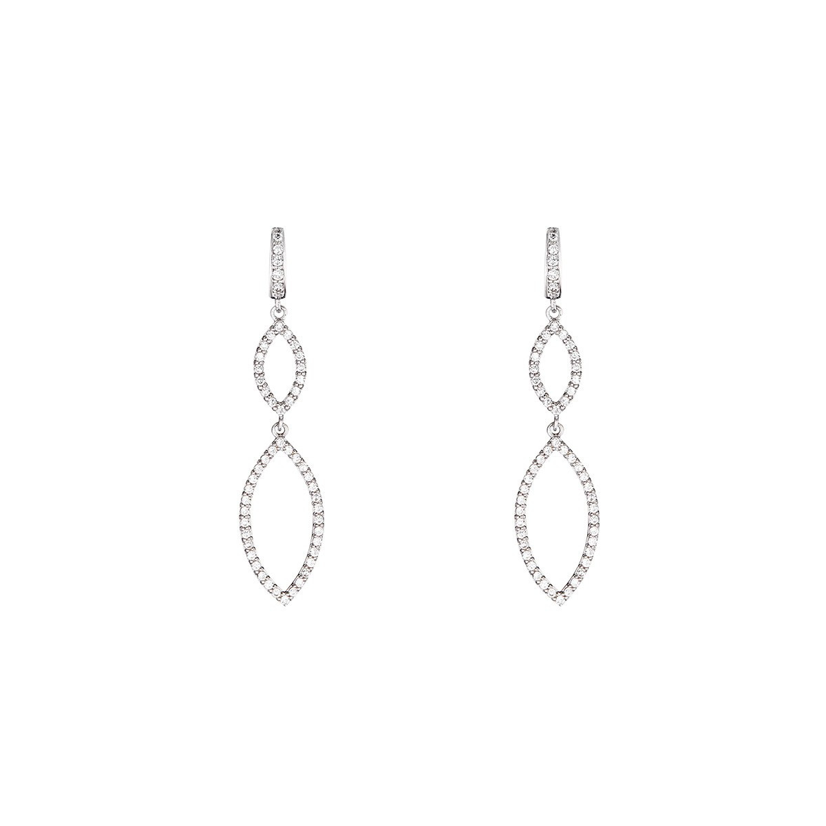 Boucles d'oreilles or blanc et oxydes de zirconium "Enlacées"