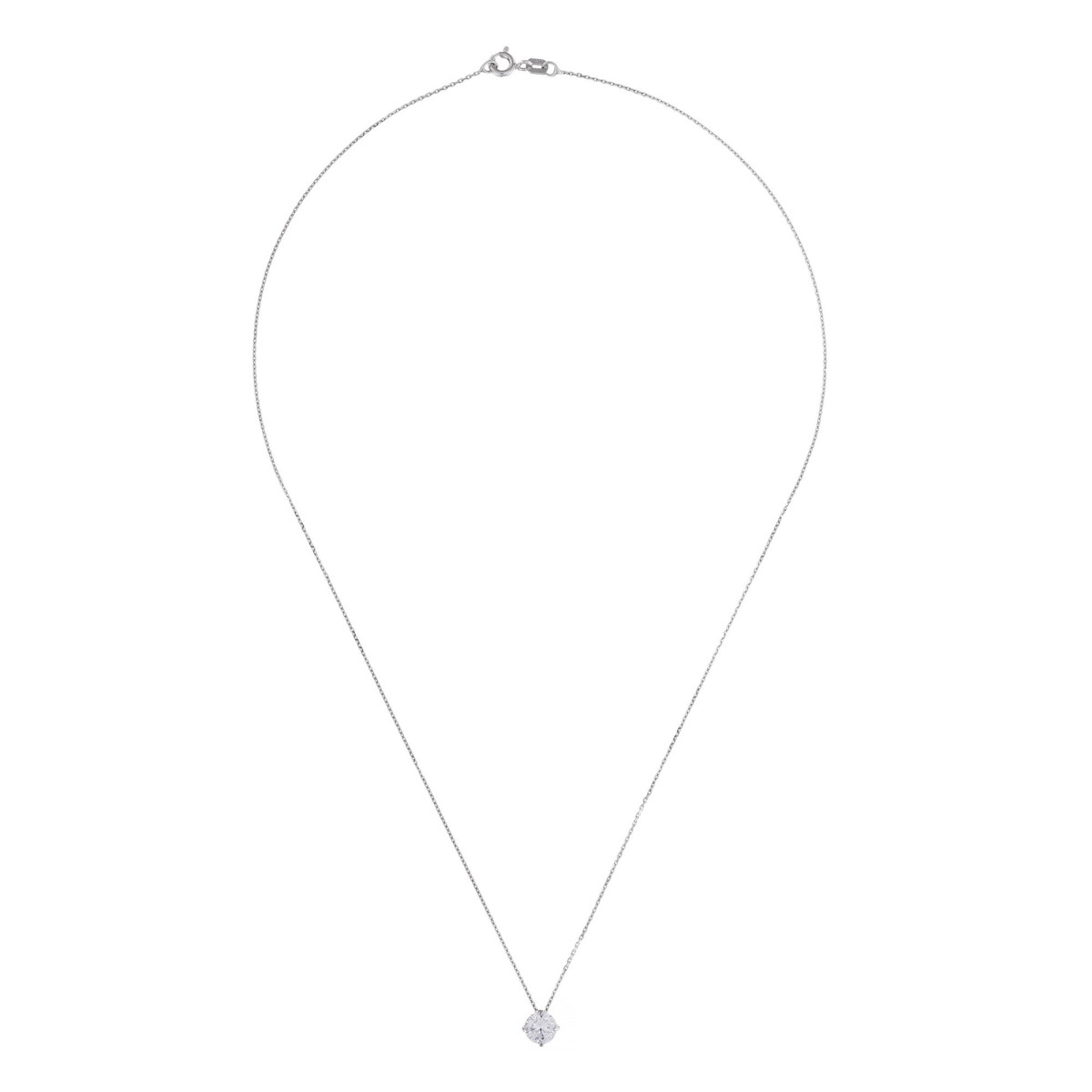 Pendentif Or Blanc et oxyde de zirconium "Splendeur" + chaîne vermeil offerte