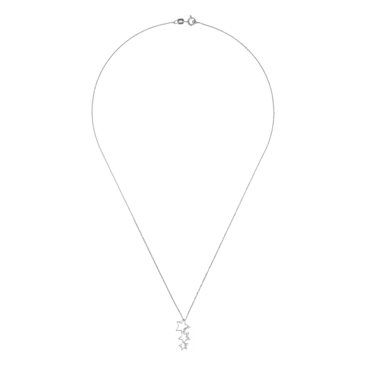 Pendentif Or Blanc et oxydes de zirconium  "Constellation" + chaîne argent offerte