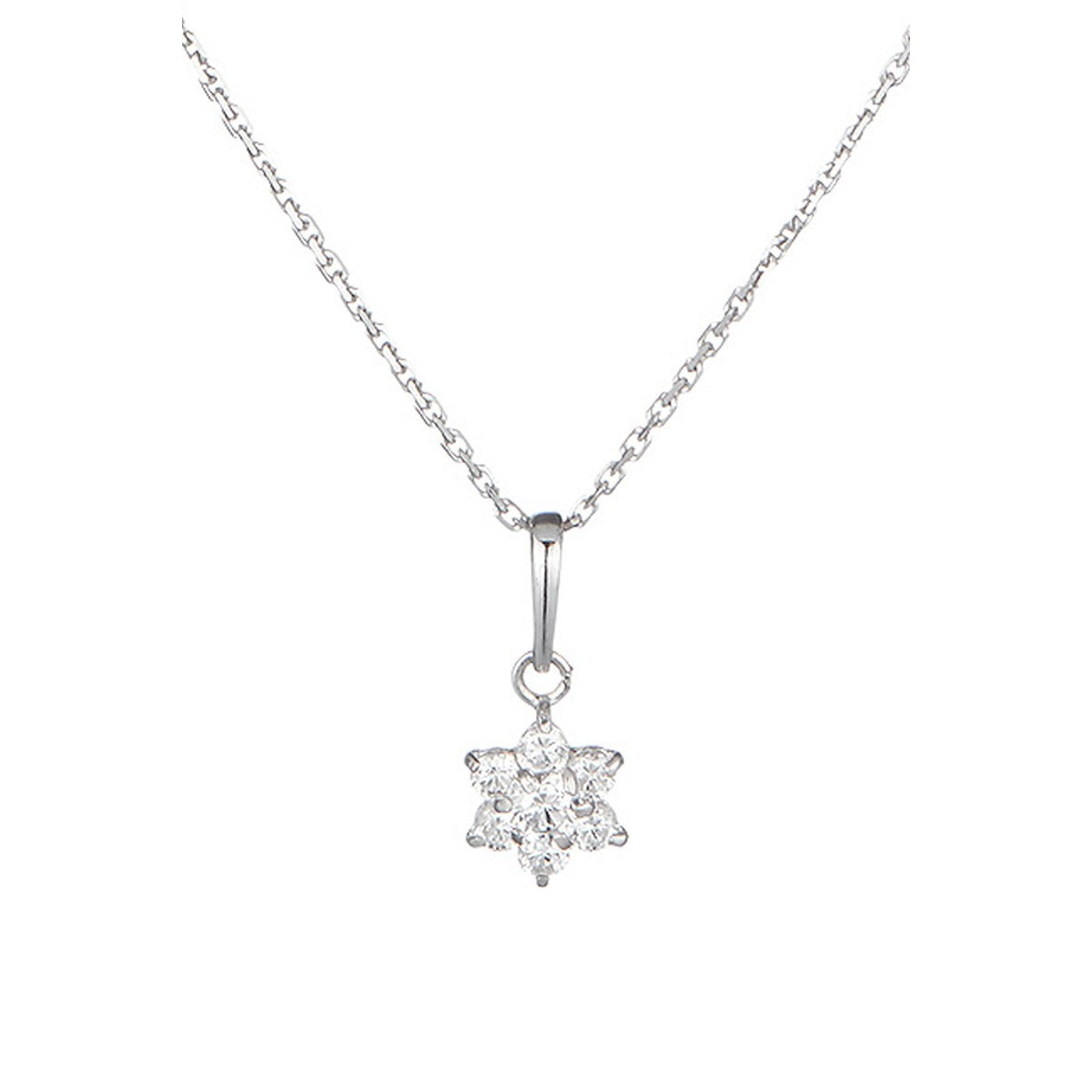 Pendentif + Chaîne femme le messager Blanc Or Blanc 375 et zirconium Pendentif "Arborescence" Or blanc
