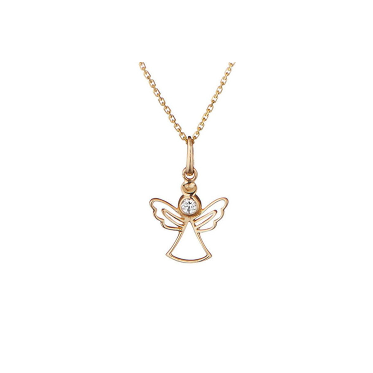 Pendentif Chaîne femme angelot Or Jaune 375 et zirconium Pendentif "Chérubin" Or jaune