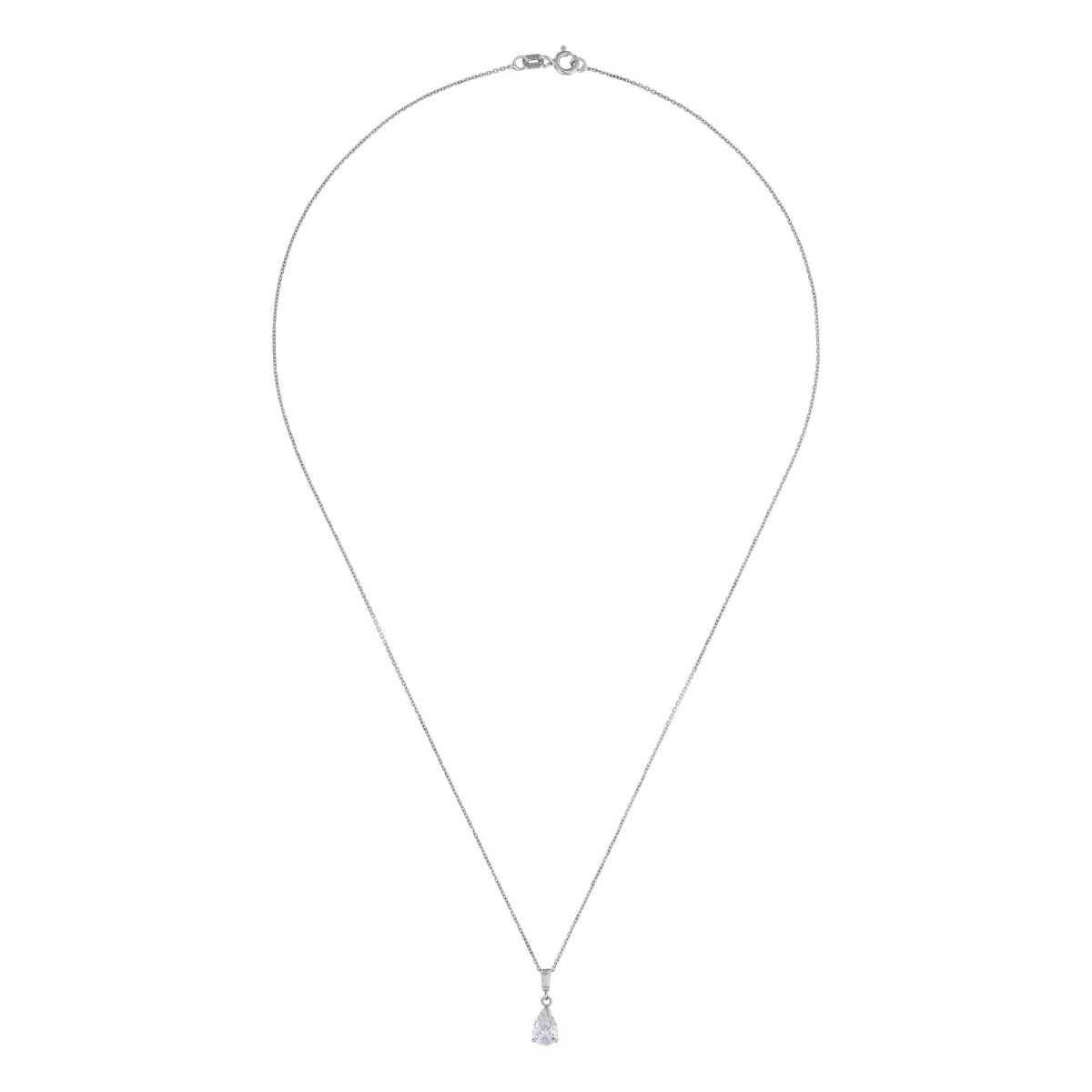 Pendentif Or Blanc et oxydes de zirconium "Sentiments" + chaîne argent offerte