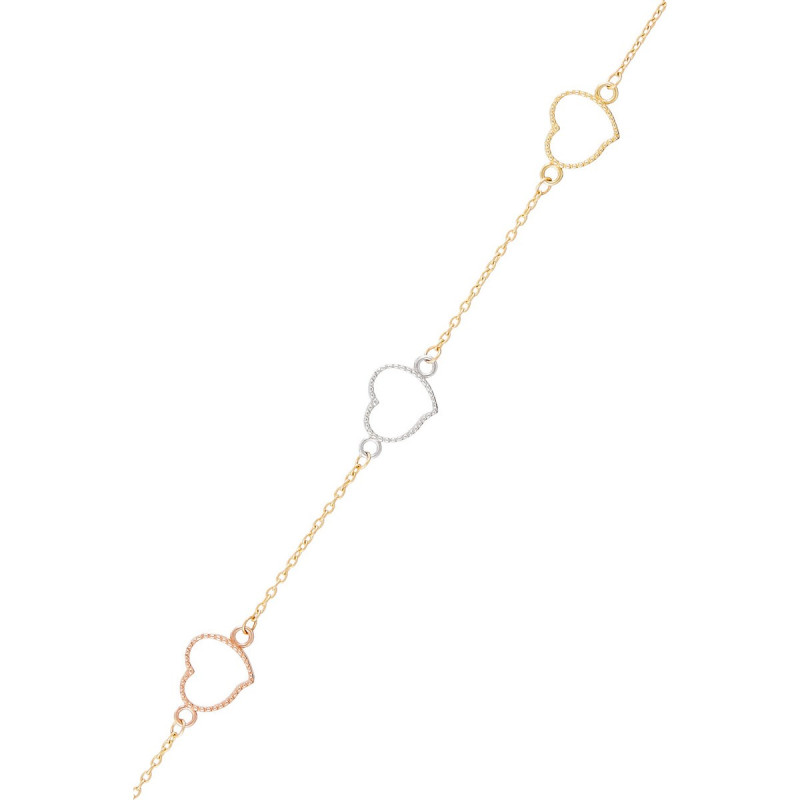 Bracelet femme amour amitié affection Or Tricolore 375