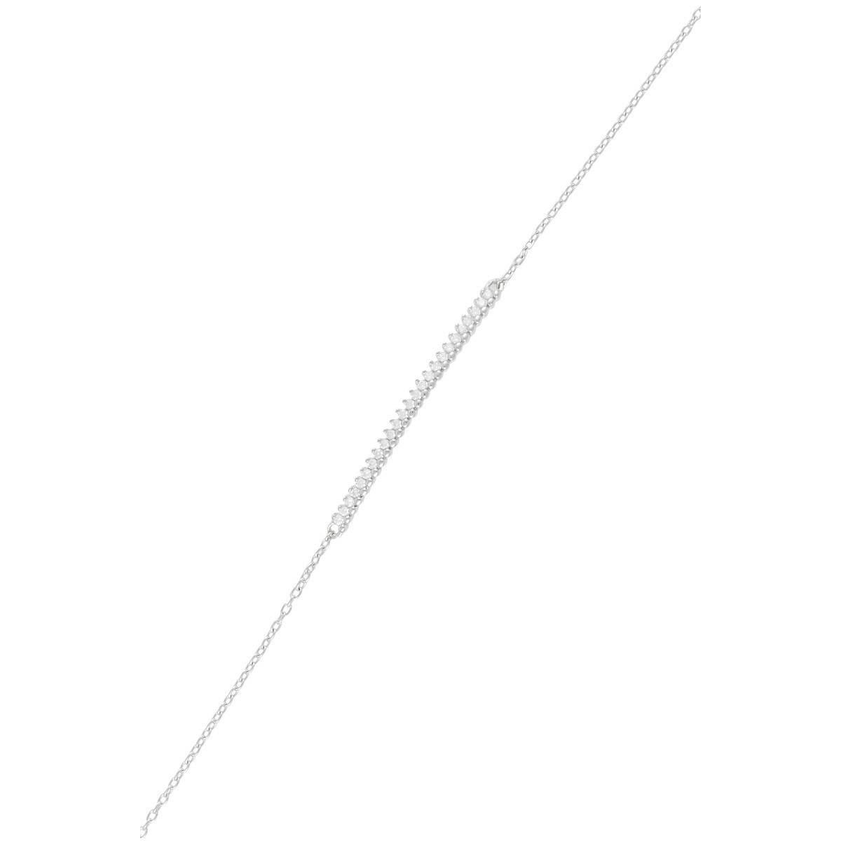 Bracelet femme barette Or Blanc 375 Bracelet chaine or blanc et oxydes de zirconium "Barrette or blanc"
