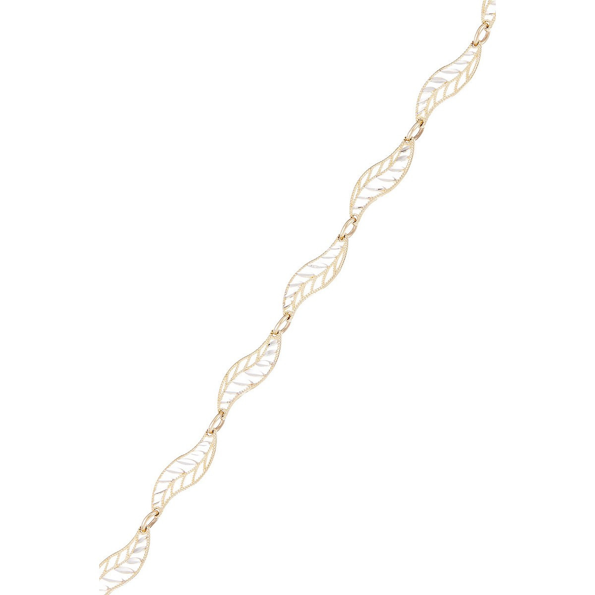 Bracelet femme feuillage twisté Or Bicolore 375 Bracelet "Beau Feuillage" Or bicolore