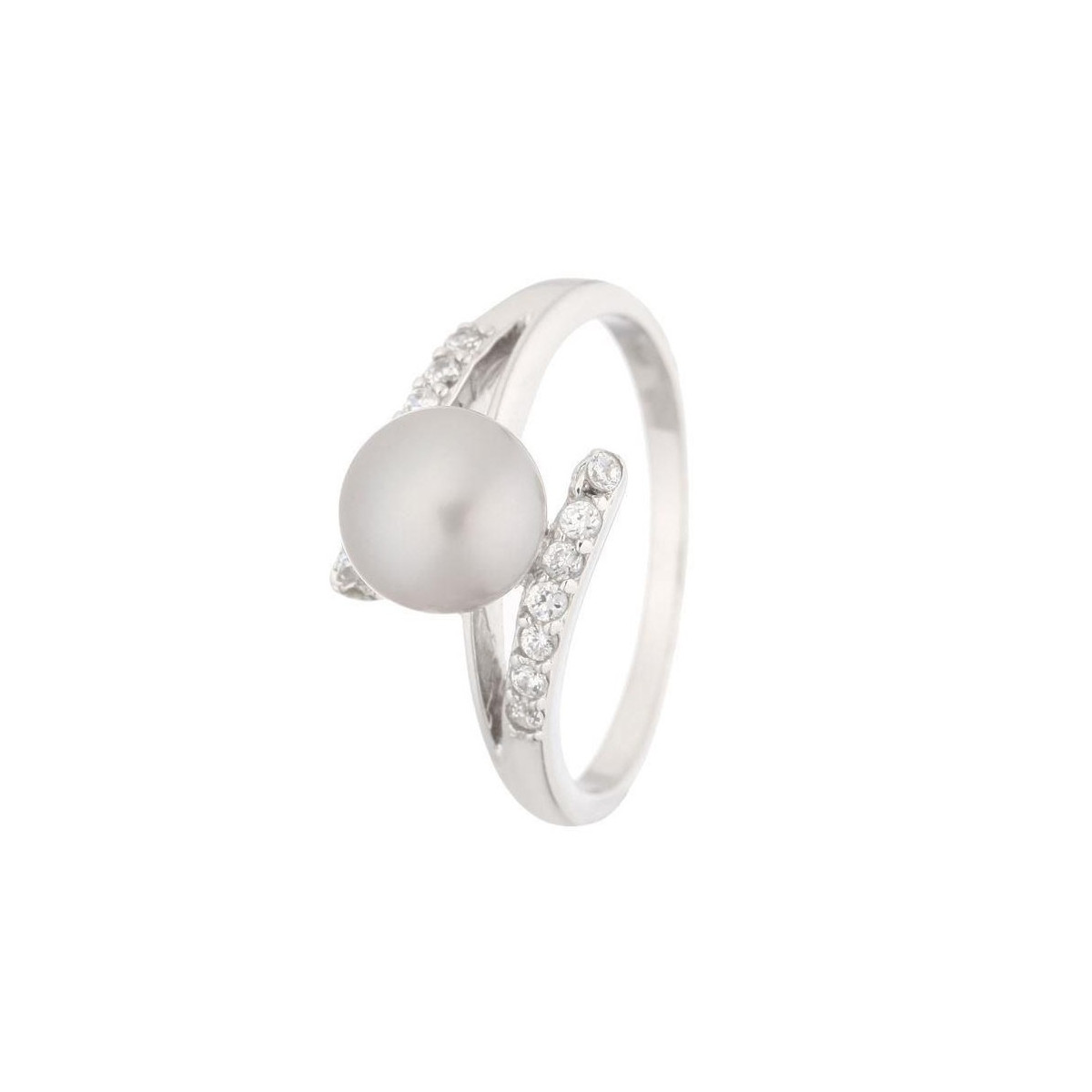 Bague perle ensorcelante grise en perles de culture grise et argent 925 Bague argent, perle de culture grise et oxydes de zirconium "Perle Ensorcelante Grise"