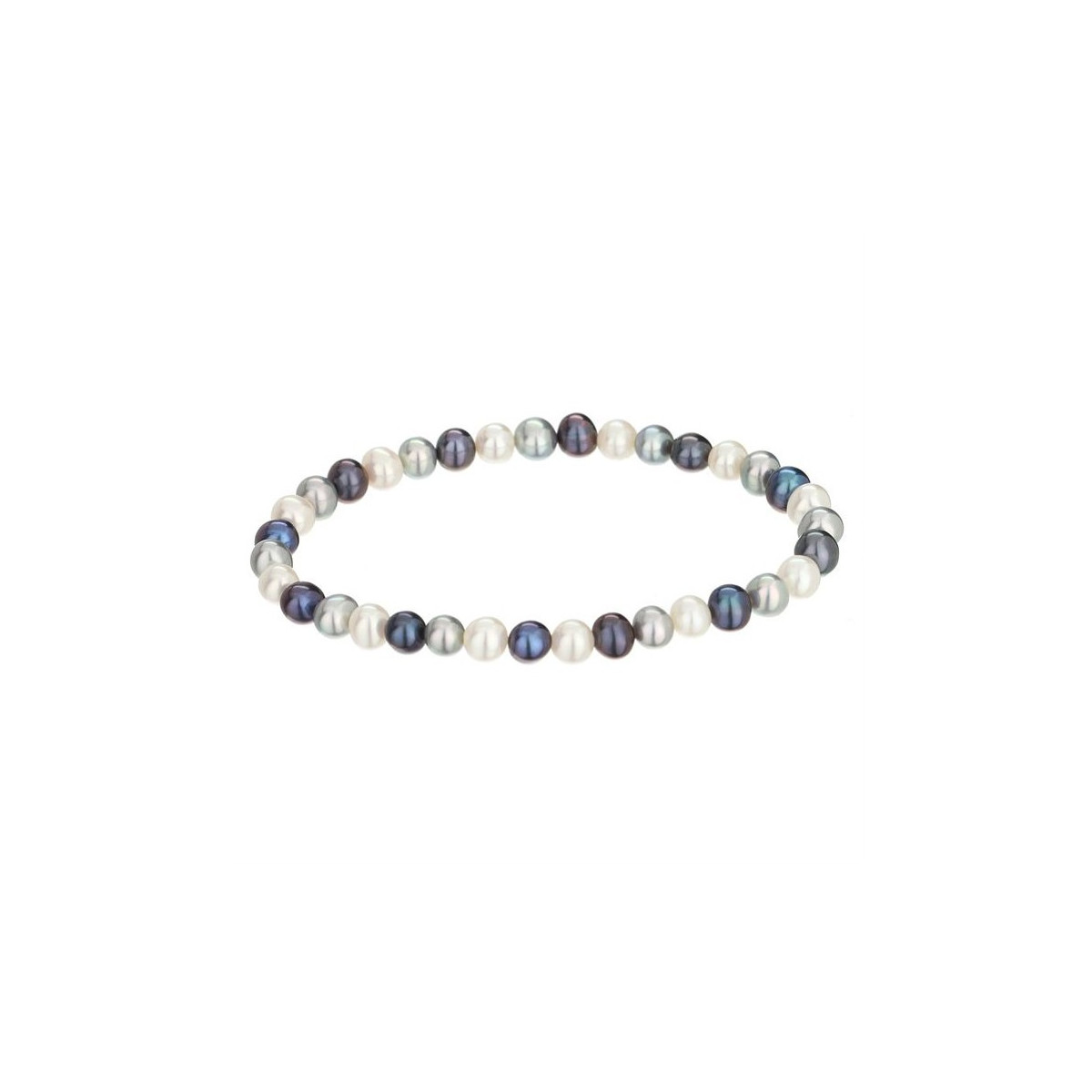 Bracelet Elastique diva en perles de culture blanche et grise Bracelet perles de culture blanches, grises et noires "Diva"