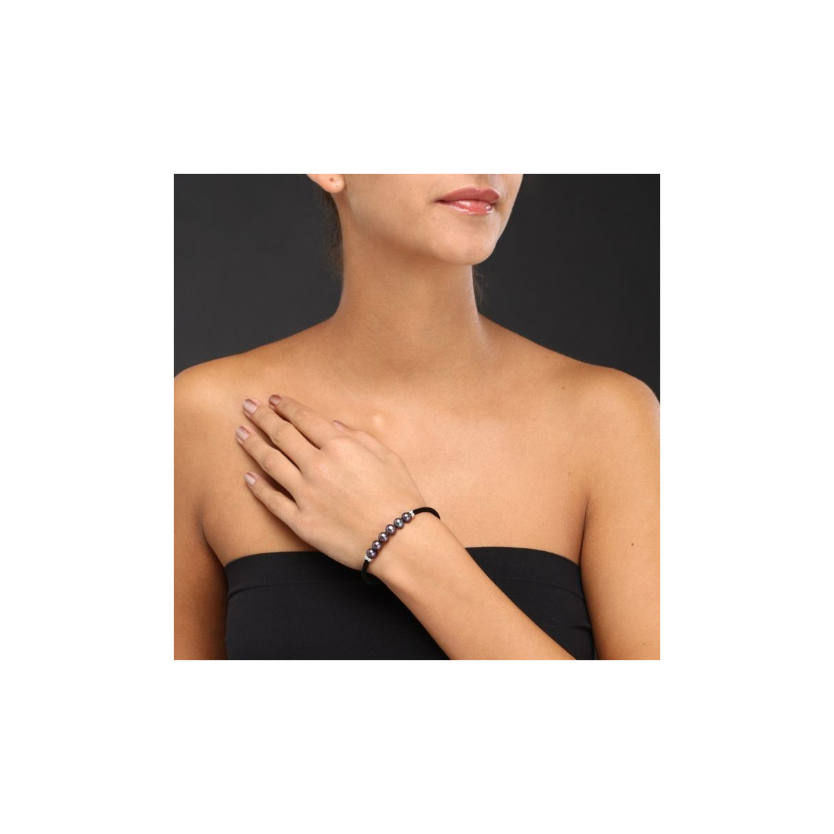 Bracelet argent et perles de culture noires "Magique"
