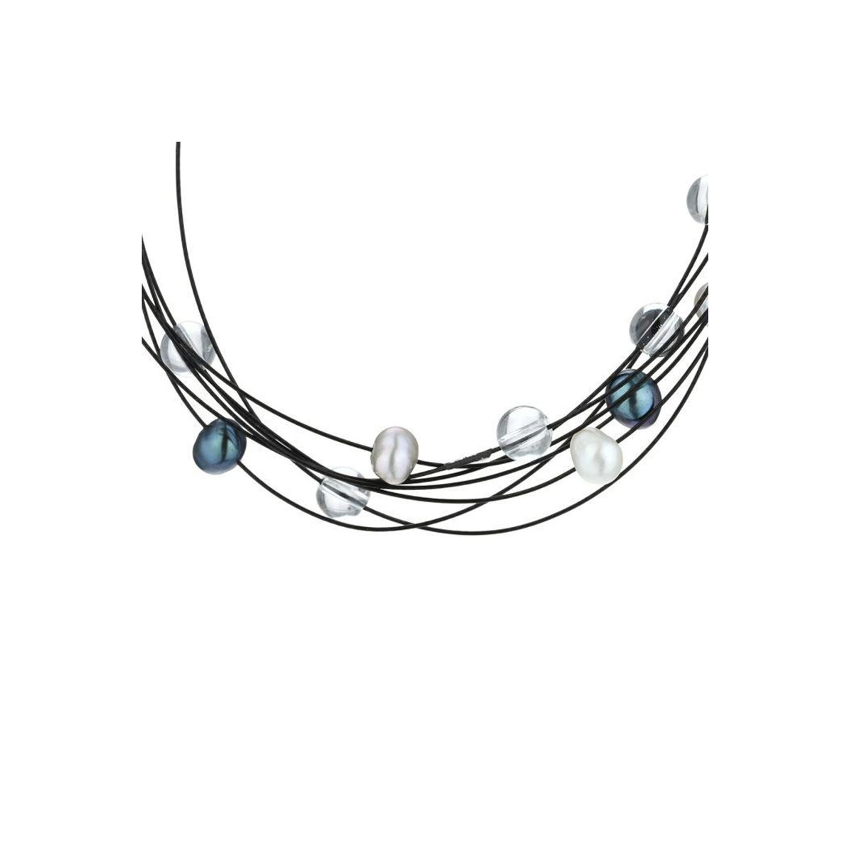 Bracelet argent et perles de culture grises et blanches "Nébuleuse"
