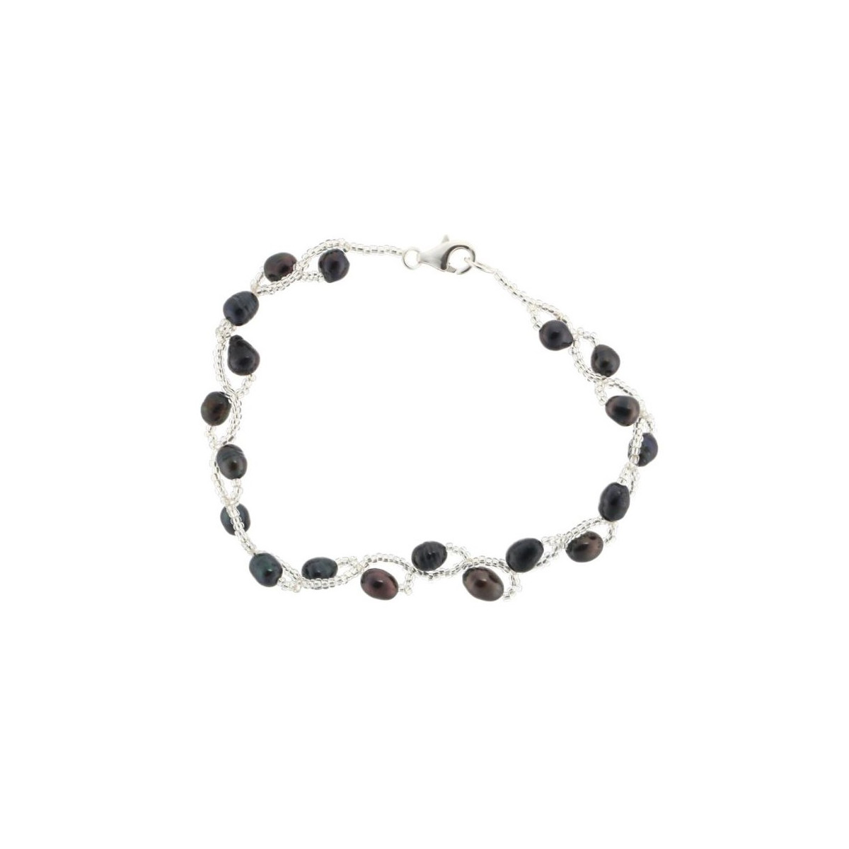 Bracelet nice pearl en perles de culture noire et argent 925 Bracelet argent et perles de culture noires "Nice Pearl"