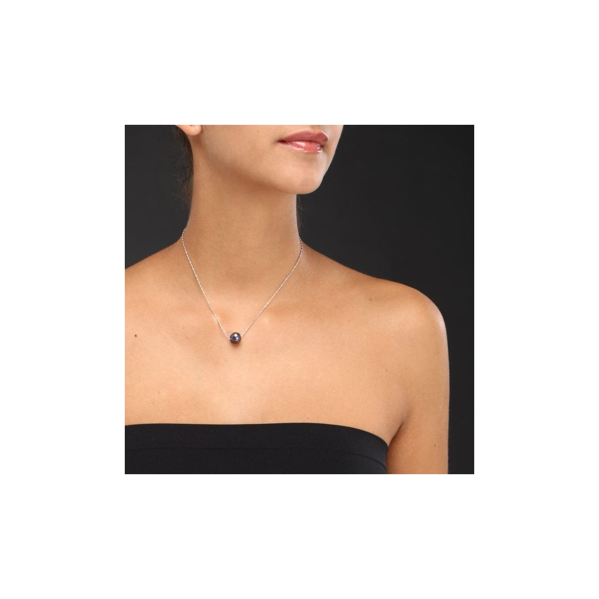 Collier argent et perle de culture Noire "Only Pearl"
