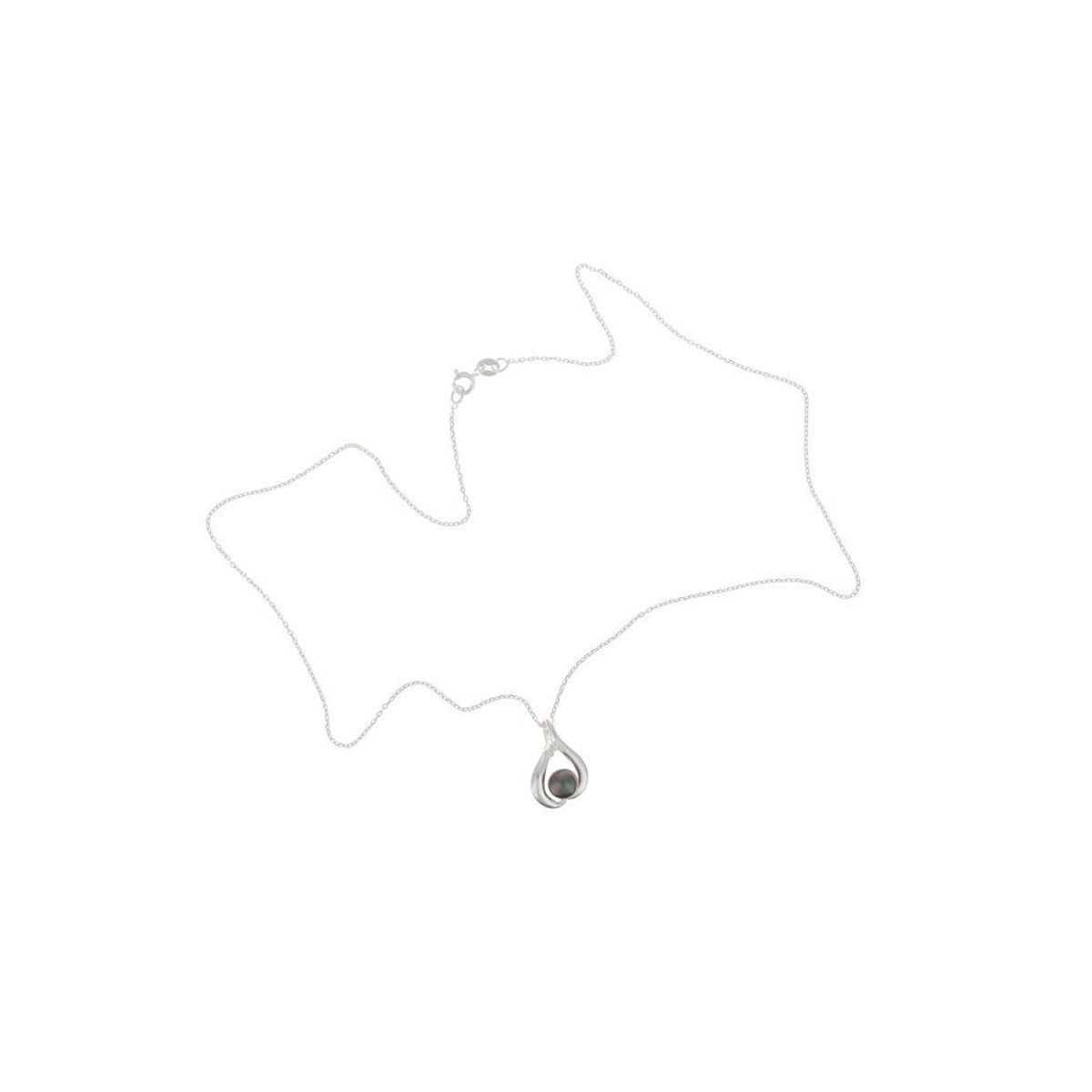 Pendentif argent et perle de culture Noire "Poire Pearl" + chaîne argent offerte