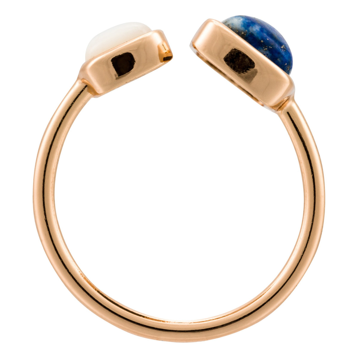 3BA270Bjgv Bague Ajustable "Arcanis" Lapis Lazuli et Nacre Laiton doré