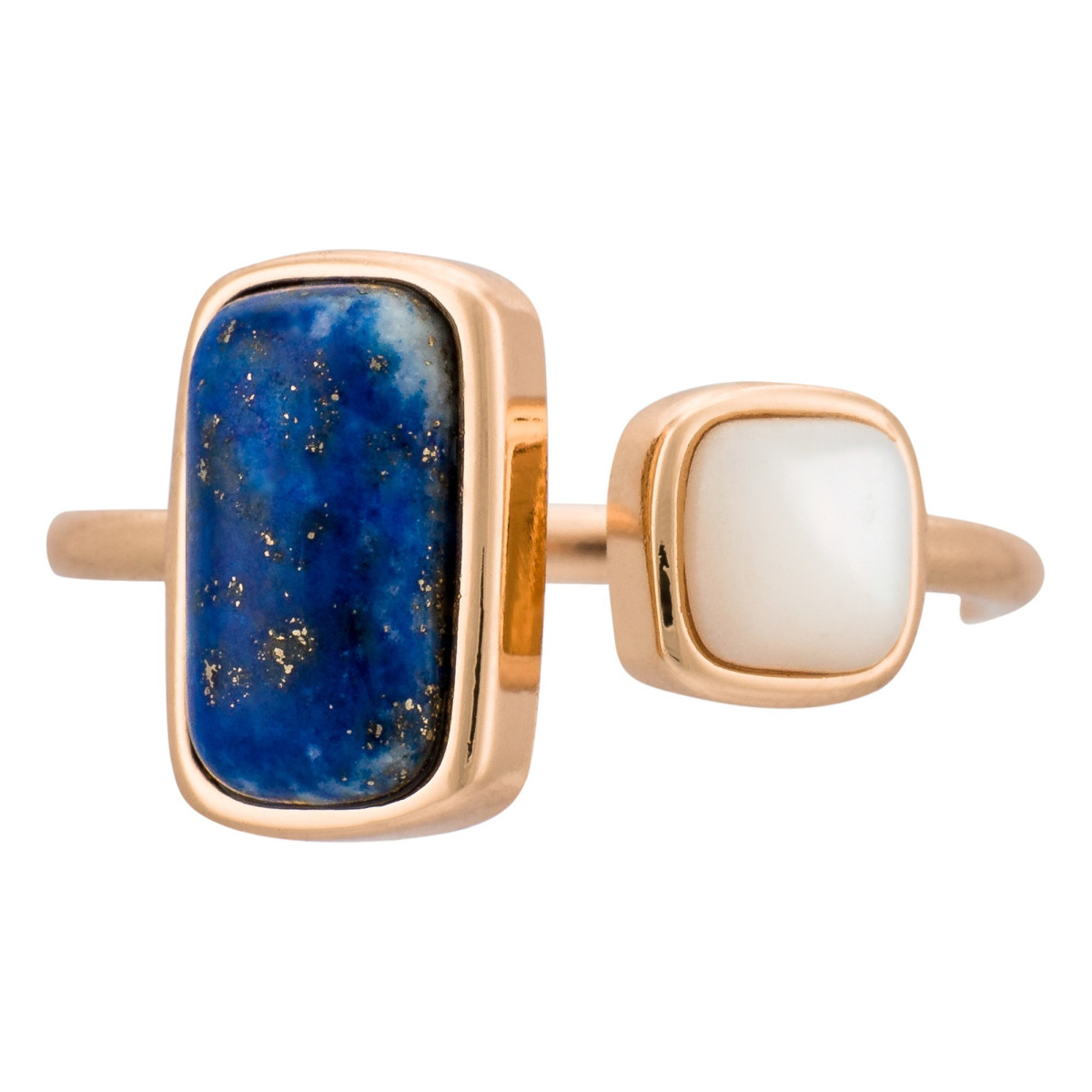 Bague Ajustable "Arcanis" Lapis Lazuli et Nacre Laiton doré