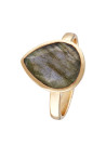 Bague Ilya doré et labradorite grise 