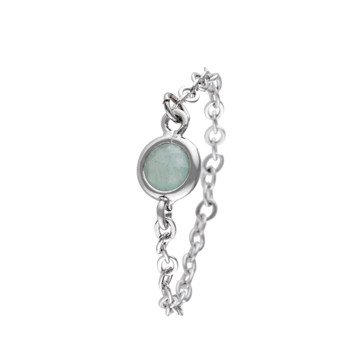Bague Léa Argenté et aventurine verte Bague "Fugitive" Aventurine verte Laiton
