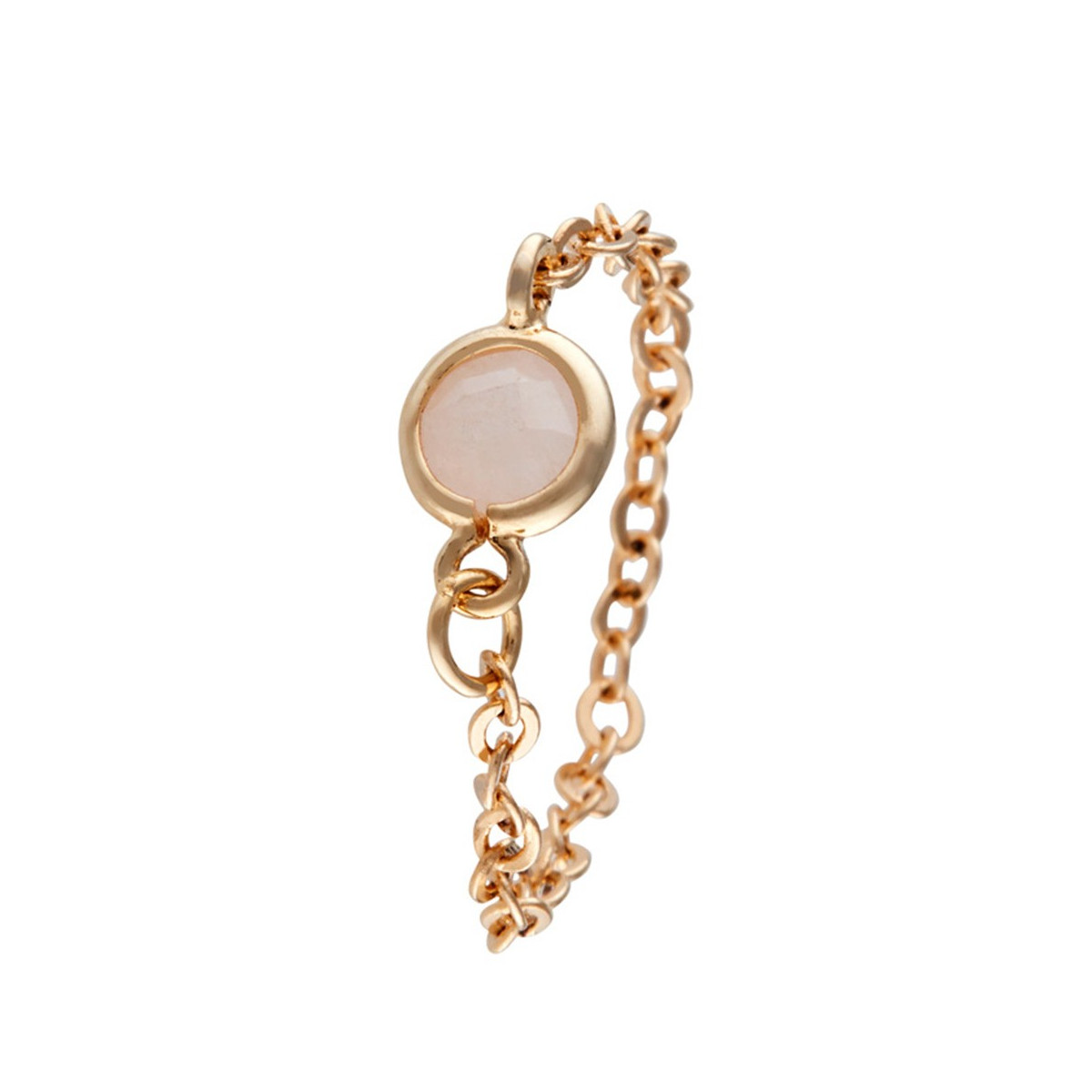 Bague "Fugitive" Aventurine rose Laiton doré