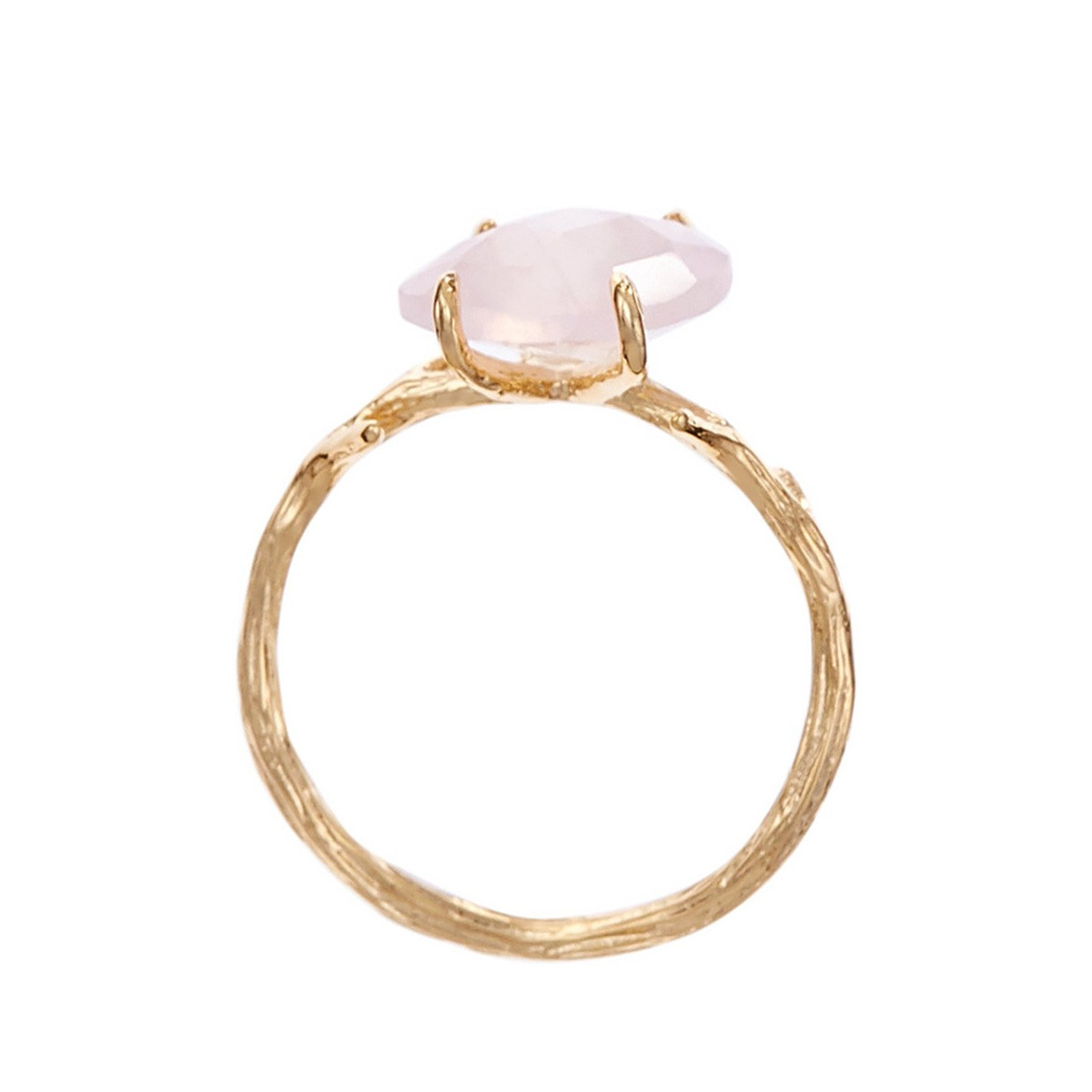 3BS038Rojgv Bague "Galaxie" Quartz rose Laiton doré