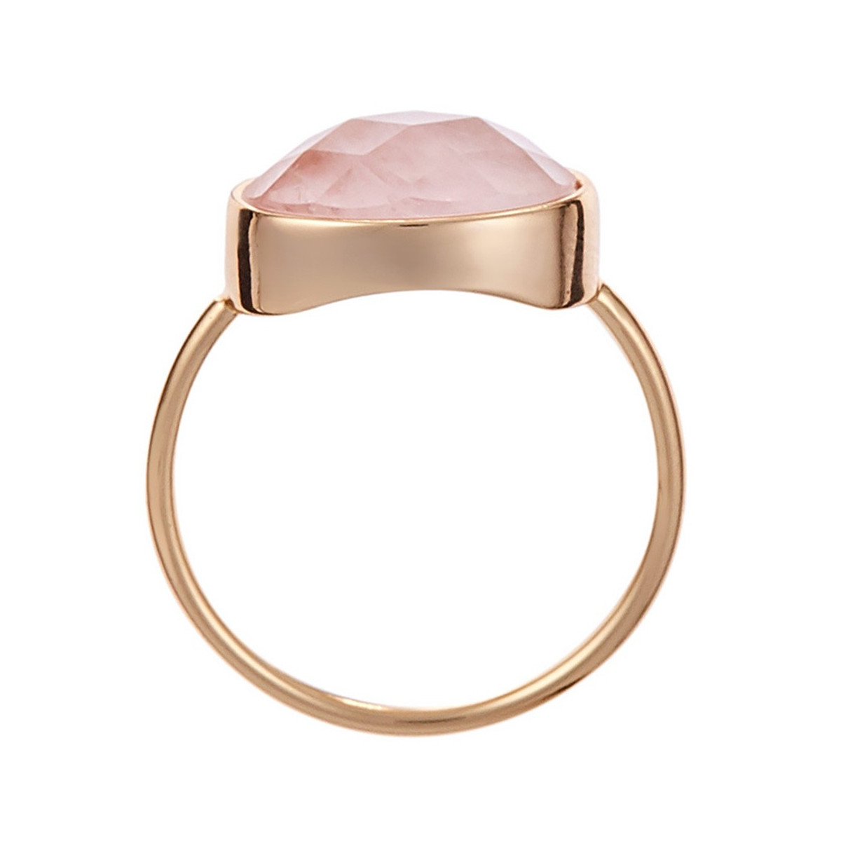 3BA734Rojgv Bague "Aube" Quartz Rose Laiton doré