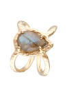 Bague Liva doré et labradorite grise 