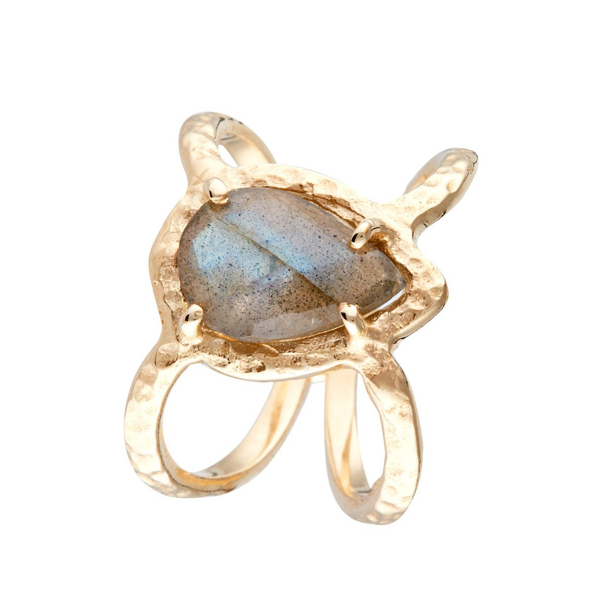 Bague Liva doré et labradorite grise Bague laiton doré montée d'une labradorite grise " Liva "