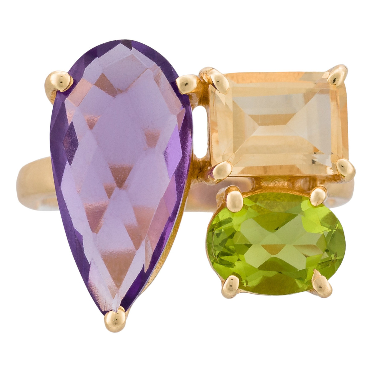 Bague "Equinoxial" Améthyste Laiton doré