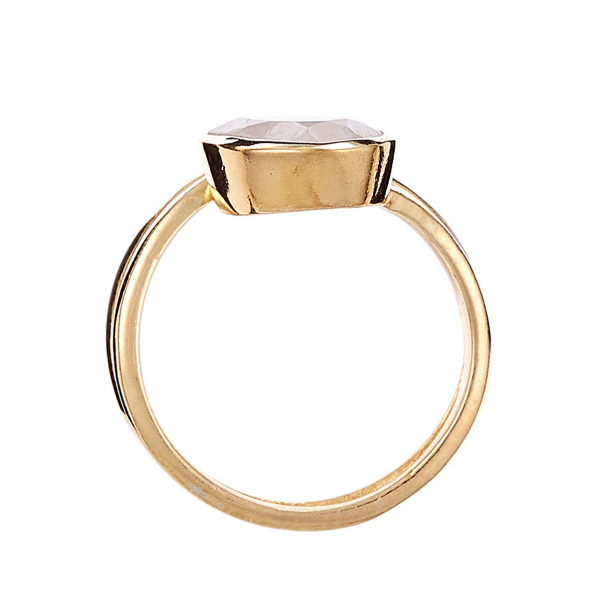Bague "Floriae" Pierre de lune blanche Laiton doré