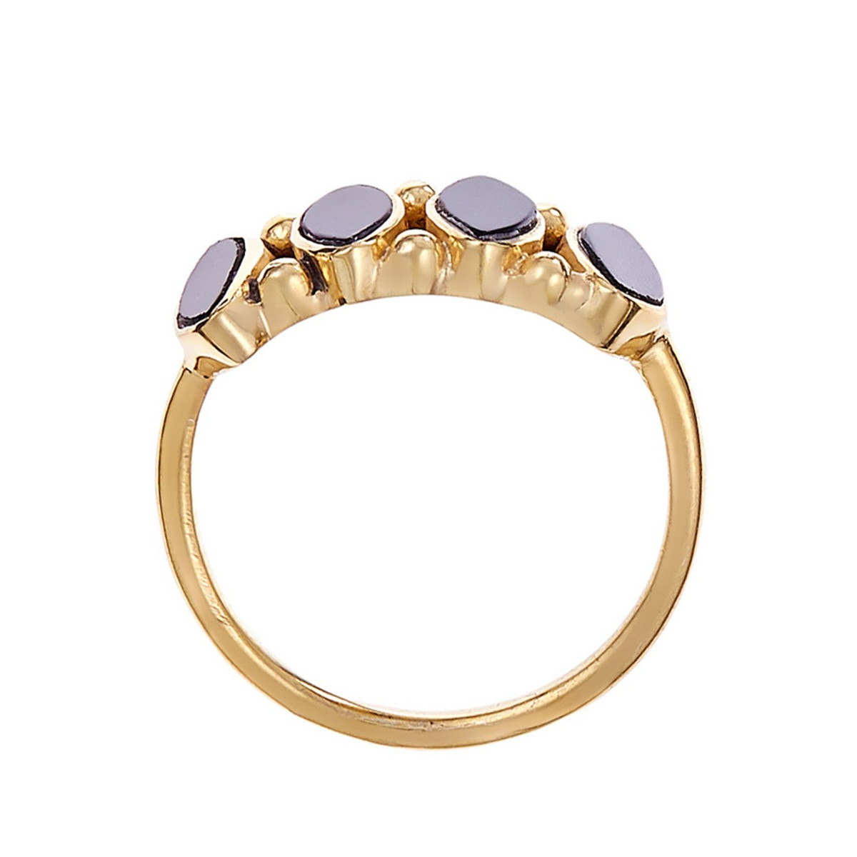 Bague "Celestis" Onyx Laiton doré