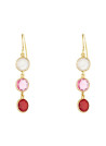 Boucles d'oreilles Alicia doré et quartz, aventurine rose et rouge 