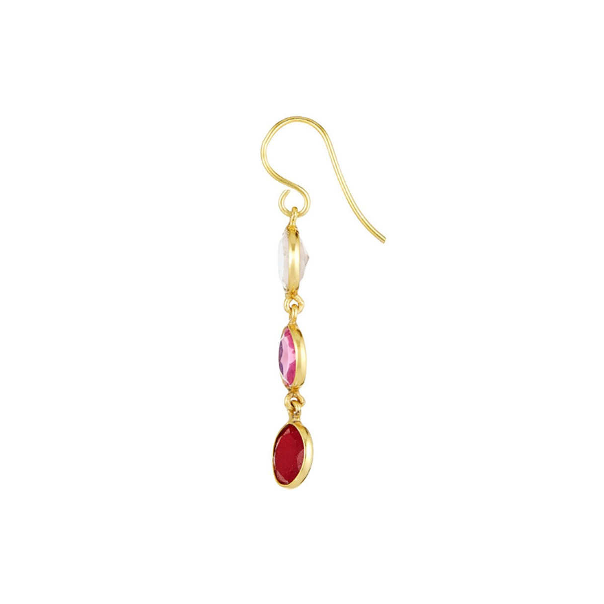 3EC499Rjgv Boucles d'oreilles "Rosea" Quartz rose Aventurine rouge Laiton doré