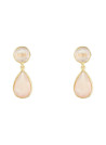 Boucles d'oreilles Célia doré et calcédoine, quartz rose 
