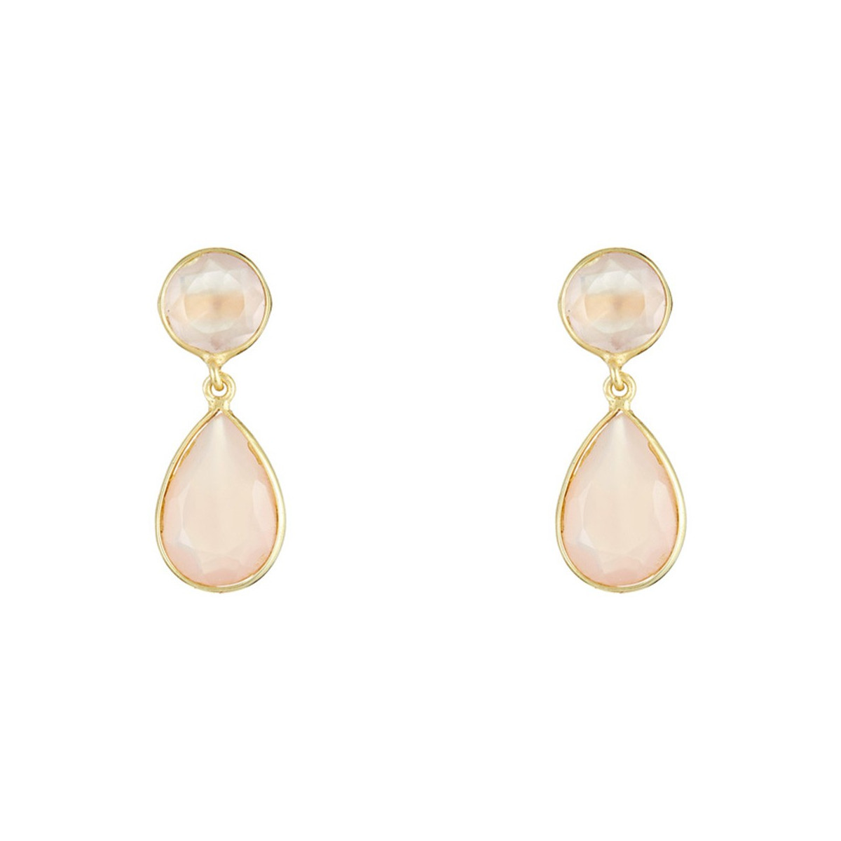 Boucles d'oreilles "Sagittaire" Calcédoine rose Laiton doré