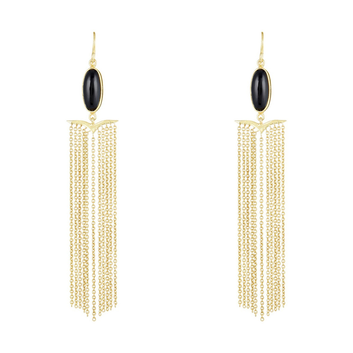 Boucles d'oreilles Cléa doré et onyx noire Boucles d'oreilles "Quartzine" Onyx Laiton doré