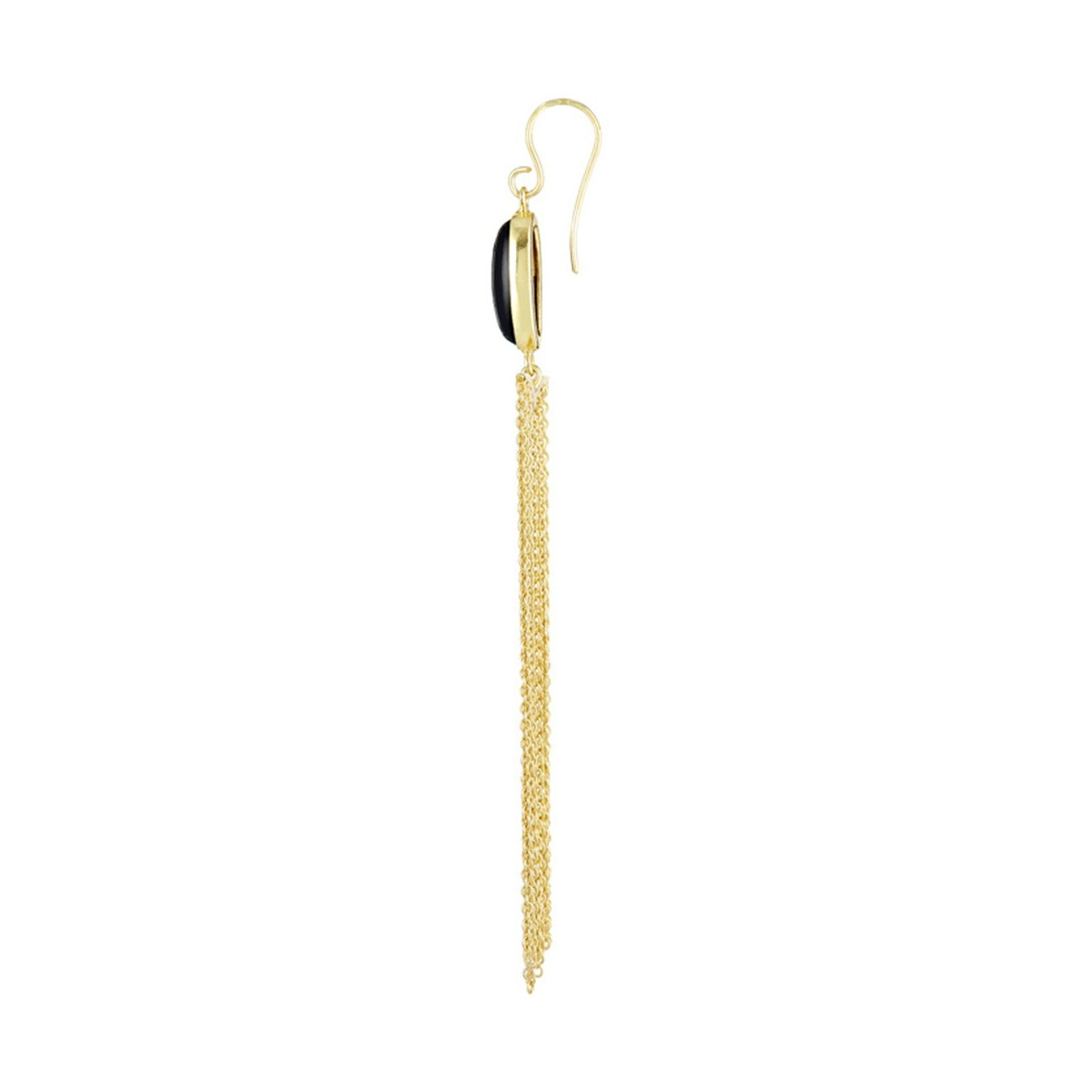 3EC304Njgv Boucles d'oreilles "Quartzine" Onyx Laiton doré