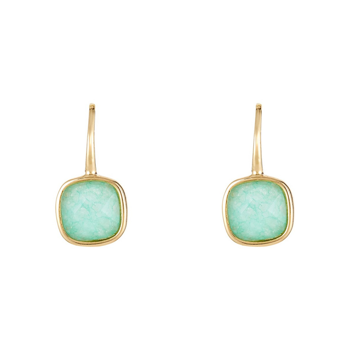 Boucles d'oreilles "Perseide" Amazonite verte Laiton doré