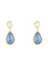 Boucles d'oreilles Lauren doré et aventurine, quartz bleue et rose 