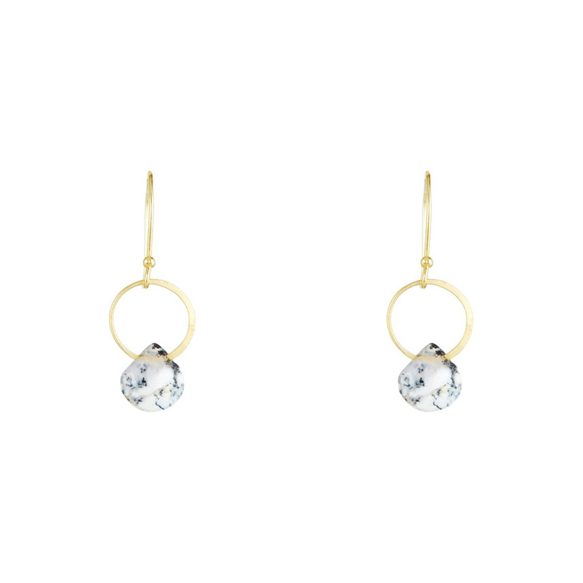Boucles d'oreilles Léa doré et dendrite opal grise Boucles d'oreilles laiton doré montées d'une opale grise "Léa"