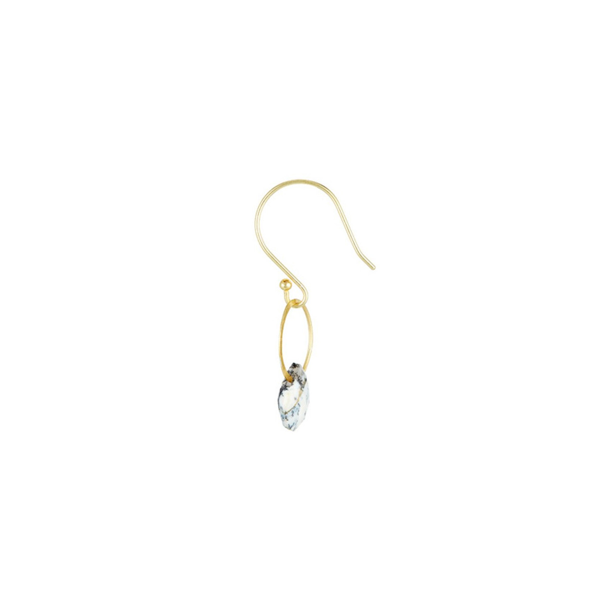 Boucles d'oreilles dorées montées d'une opale grise "Léa"