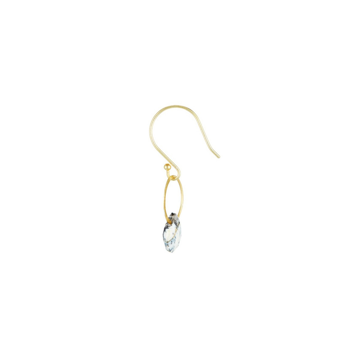 3EE494Gjgv Boucles d'oreilles laiton doré montées d'une opale grise "Léa"