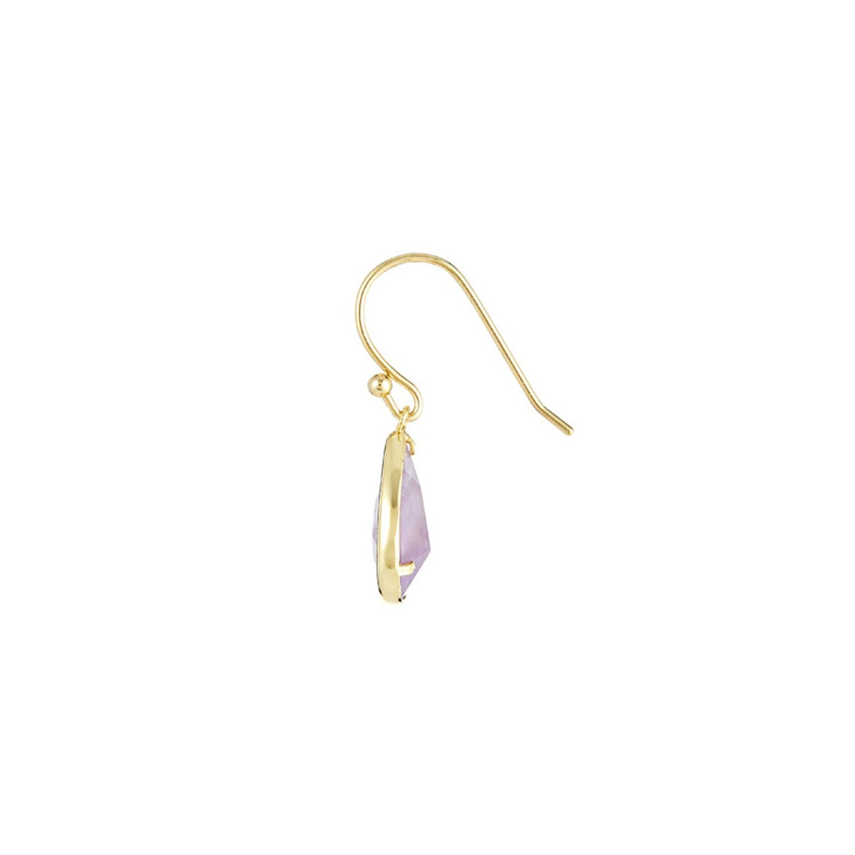 Boucles d'oreilles dorées montées d'une Améthyste violette "Lila"