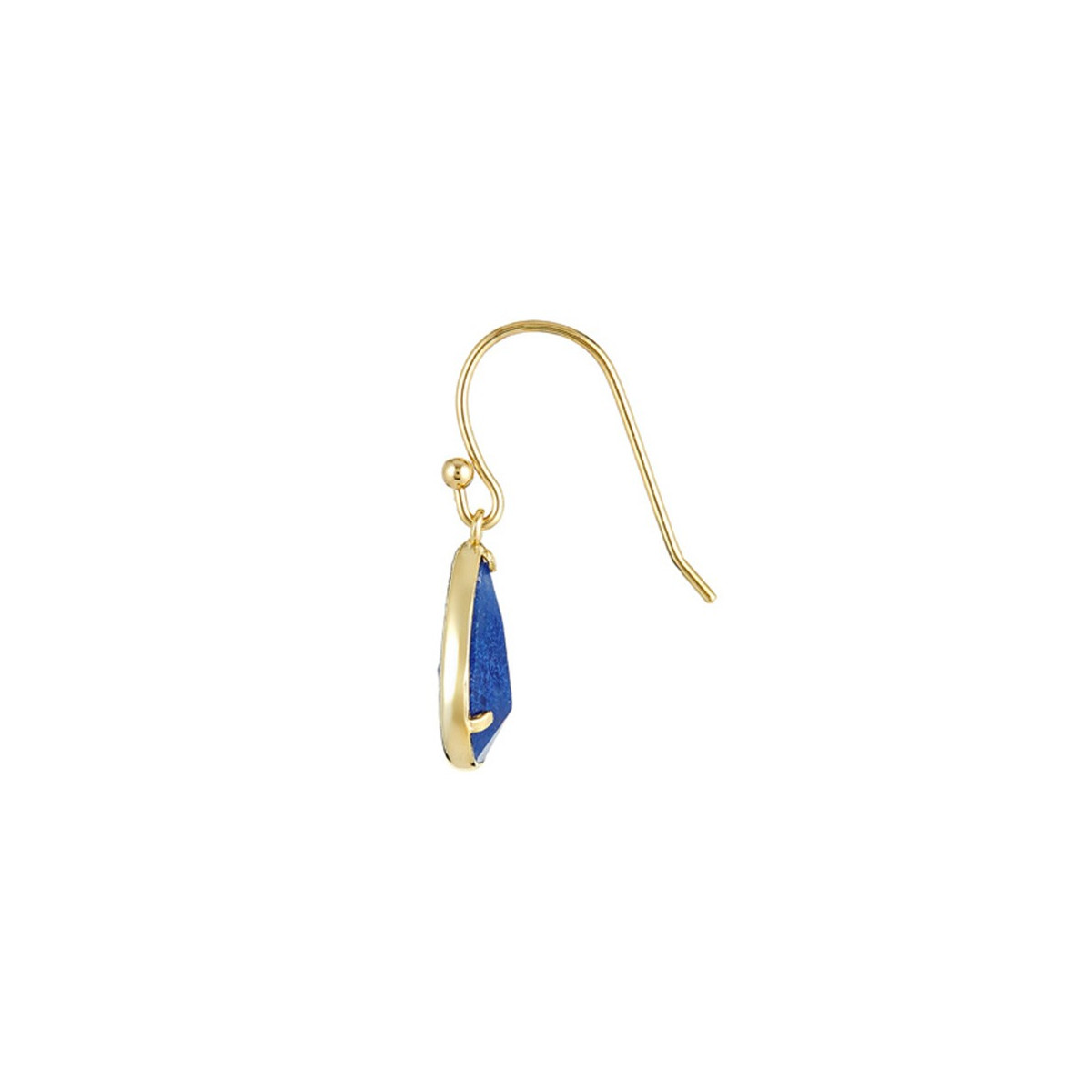 3ES897Bjgv Boucles d'oreilles dorées montées d'une aventurine bleue "Lila"