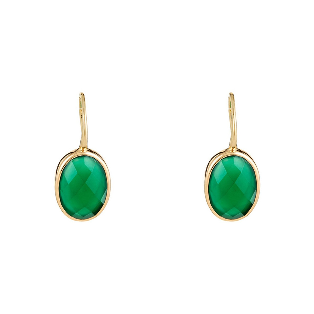 Boucles d'oreilles dorées montées d'une Agate verte "Lisa"