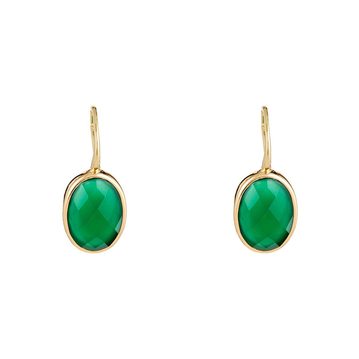 Boucles d'oreilles "Polaire" Agate verte Laiton doré