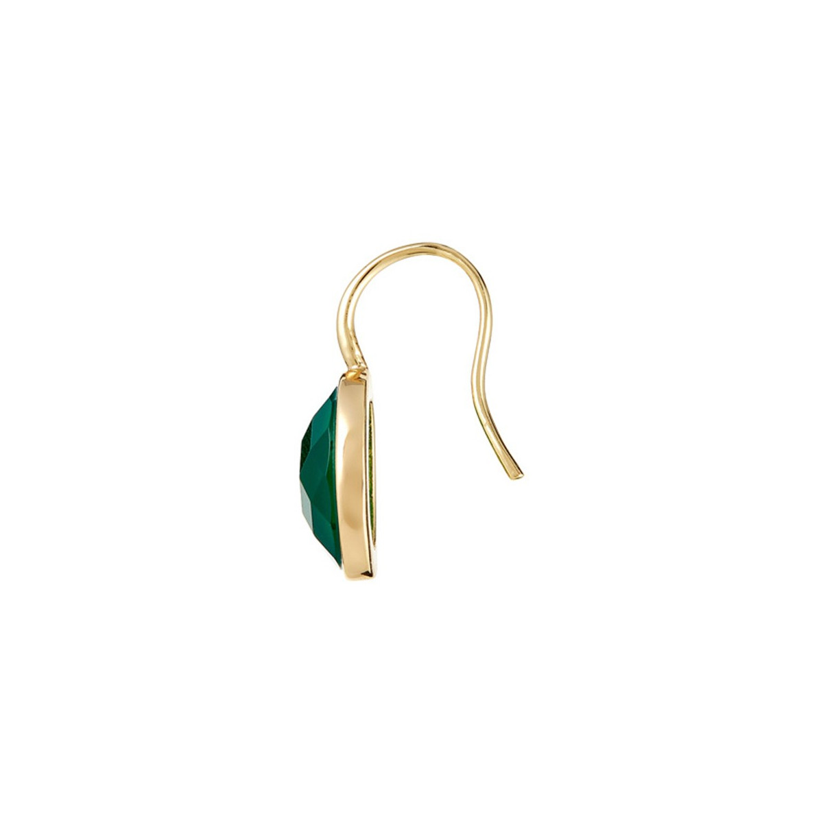 Boucles d'oreilles dorées montées d'une Agate verte "Lisa"
