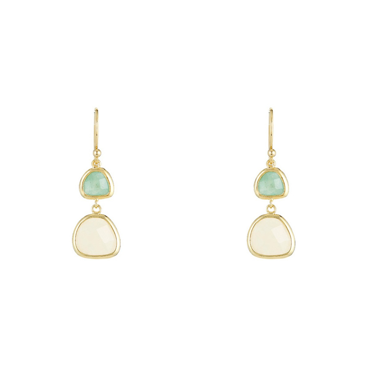 Boucles d'oreilles dorées montées d'une aventurine verte "Maïa"