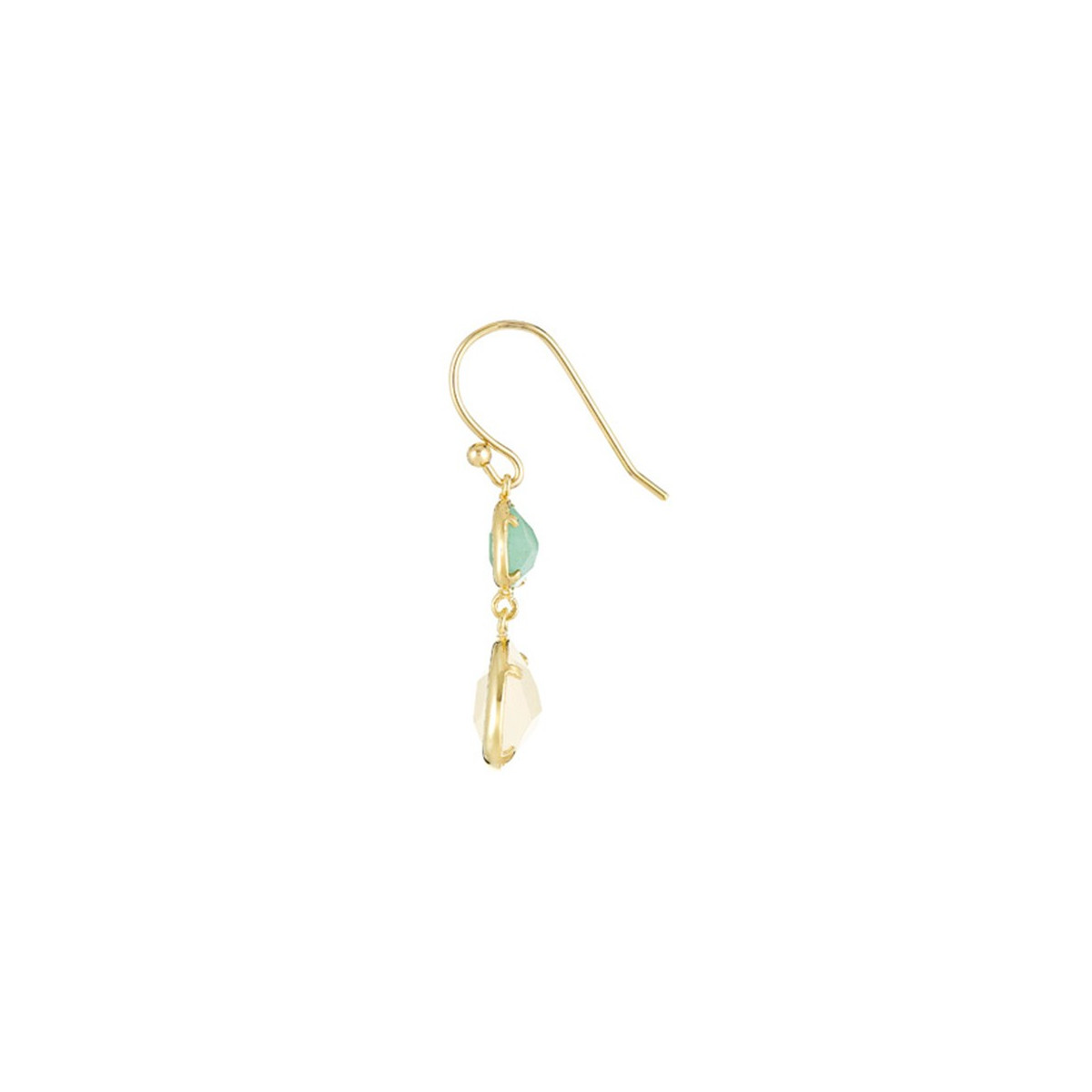 3ES584RVjgv Boucles d'oreilles "Veillée" Aventurine rose et verte Laiton doré